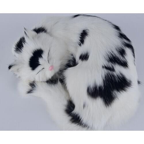Sleeping simulation cat toy polyethylene & furs black and white cat doll gift about 25x20x11cm 1011