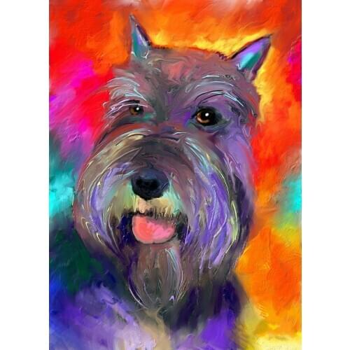 JMINE Div 5D Colorful Schnauzer Dog Full Diamond Painting cross stitch kits art High Quality Animal 3D paint by diamonds