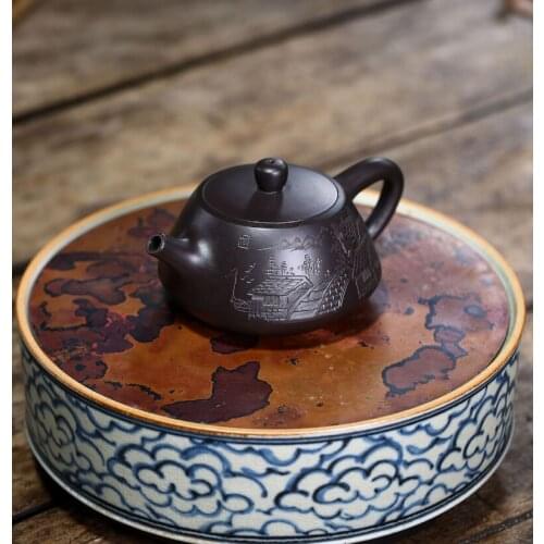China Xiao Pin Jing Lan Kettle Ceramic Teapot For Tea Puer Oolong Tea Set Handmade