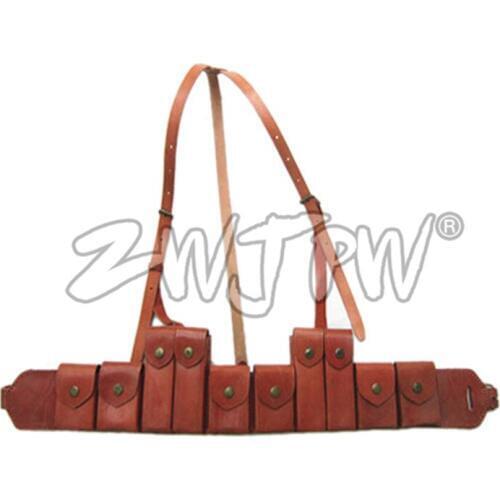 WW2 China Army Leather Hunting Submachine Gun 10 Clips Folder Pouch Bag Package CN/104125