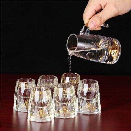 Creative diamond face crystal glass wine set, gold foil white wine glass, spirit glass, high-end gift box set