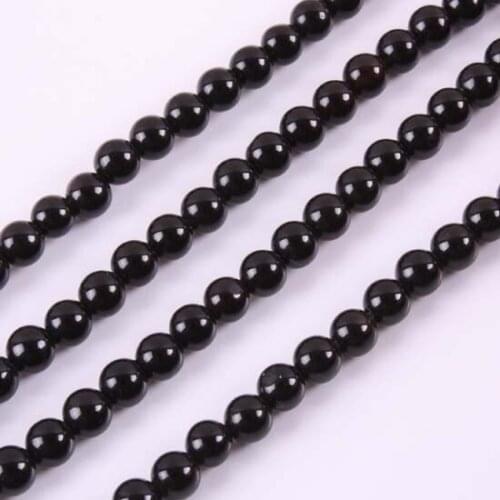 4mm Natural Stone Round Beads Black Agates Ball Loose Bead Jewelry Accessories For Making DIY Bracelet 15.5" SELL