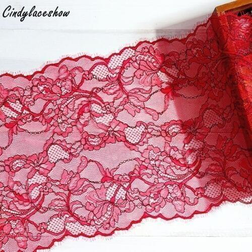 Cindylaceshow 1Yard 22.5CM Width Soft Eyelash Lace Fabrics Dark Red Lace Trim Underwear Sewing Applique Craft Bra Lingeire Decor