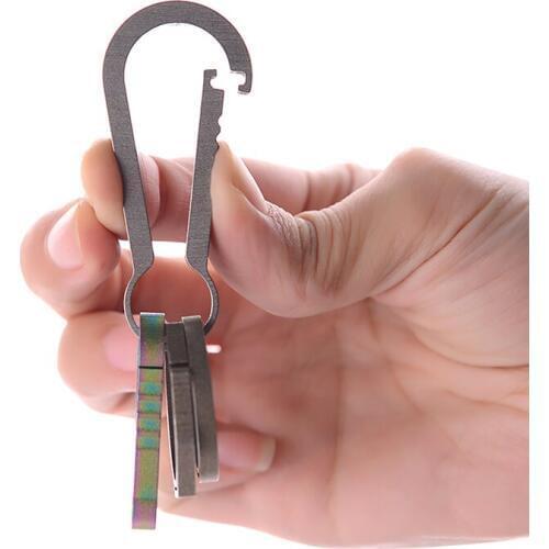 Small 1PC EDC Titanium Keychain Backpack Buckle Mini Hanging Titanium Ring Hanging Key Ring Elastic Pressure Button Accessories