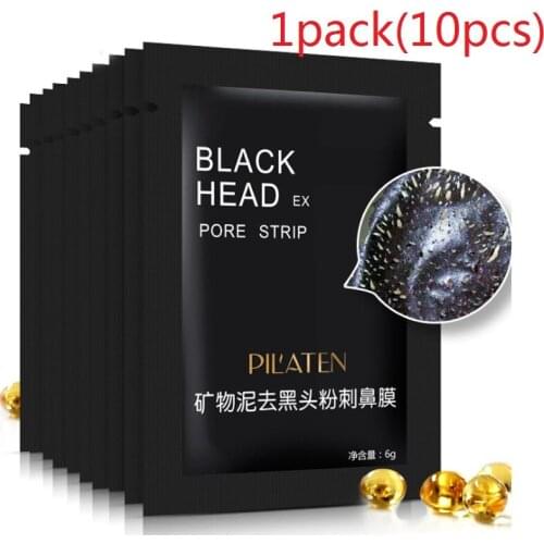 Black Head EX Pore Strip Mask 1pack(10pcs) Blackhead Remover Mineral Mud Blackhead Cleaner Remover Face Care Mud Acne Treatment
