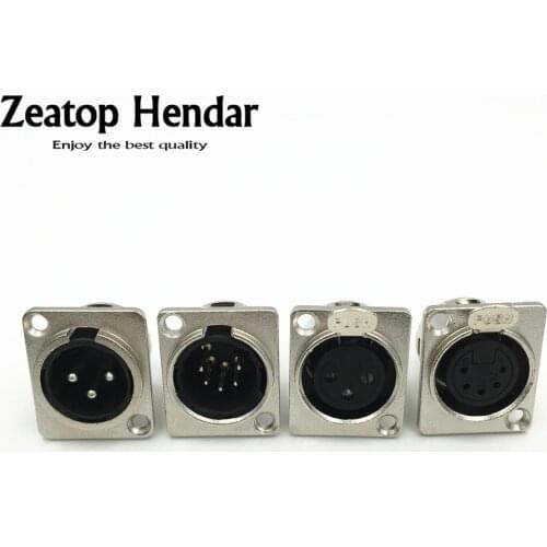 1Pcs Metal 3 5 PIN XLR Male Female Chassis Connector Push-type XLR Panel Mount Wire Connector Audio Speaker Jack Socket