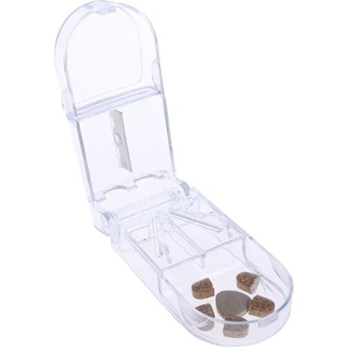 Mini White Portable Pill Cutter Medicine Box Pill Crusher Grinder Splitter Tablet Cutter Divider Storage Case Pill Box Pill Case