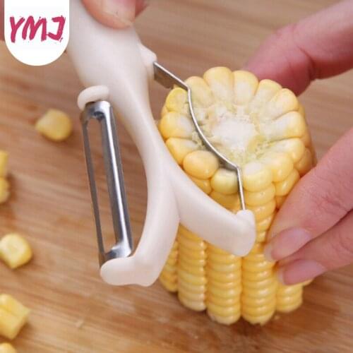 Multi-purpose Kitchen Corn Stripper Grain Cob Thresher Corn Threshing Peeler 2-in-1 Creative Corn Planer Vegetable Fruit Peeler