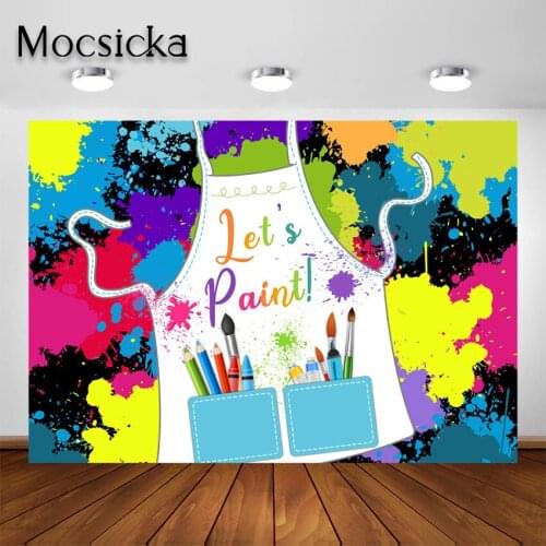 Mocsicka Art Paint Party Backdrops Graffiti Wall Dress for a Mess Painting Splatter Artist Birthday Photo Background Photography