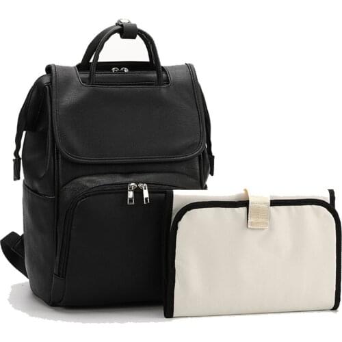 Fashion PU Leather Mummy Maternity Nappy Bags With Changing Pad Stroller Storage Pocket Nursing Bag for Baby Care