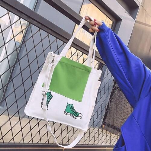 Fashion Women Canvas Bags Handbags Cartoon Printing Students School Messenger Bag Summer Female Simple Shoulder Bags