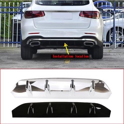 For Mercedes-Benz GLC Class 2020-2021Car Rear Bumper Spoiler Cover Trim Shark Fin Spoiler Lip Diffuser ABS Black Car Accessories
