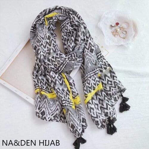 NEW Gray and Black stripe print viscose shawls with tassel Muslim women hijab scarves wraps foulard 10pcs/lot fast shipping