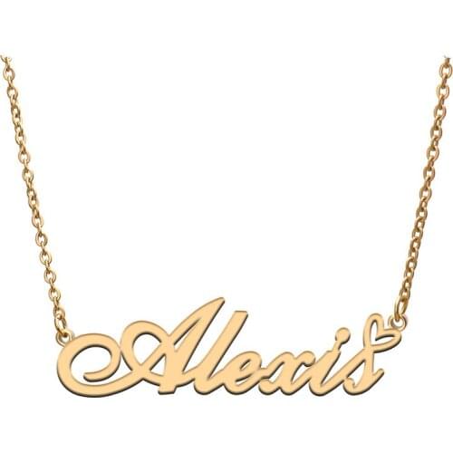 Love Heart Alexis Name Necklace for Women Stainless Steel Gold & Silver Nameplate Pendant Femme Mother Child Girls Gift