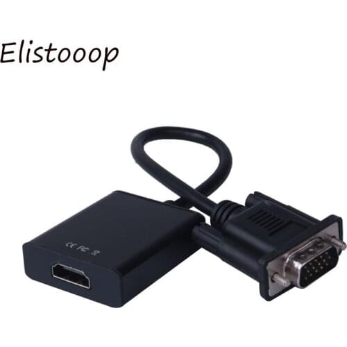 Male VGA to Female HDMI-compatible Converter Adapter Cable for Laptop Destop to TV Projector Monitor with Audio USB Cable 1080P