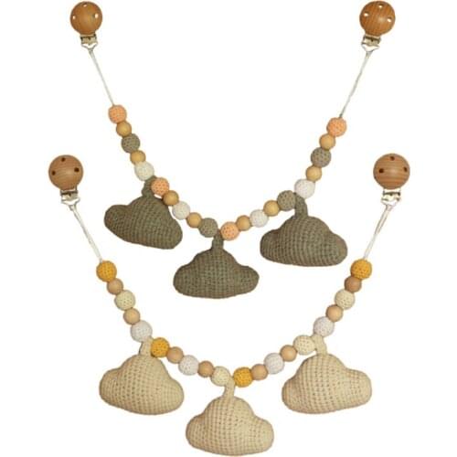 Baby Stroller Pendant Teether Pacifier Chain Rattle Pram Clip Crochet Clouds Toy