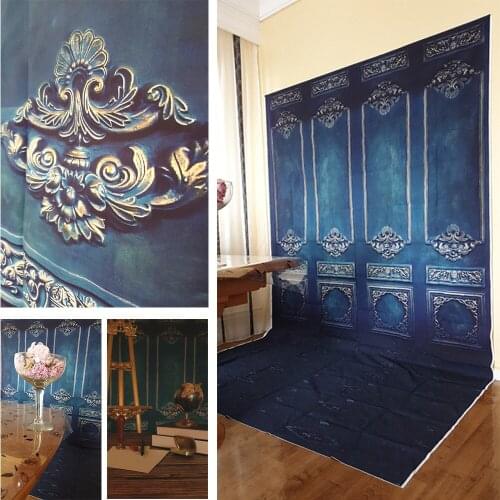 Retro Blue Wall Door Photography Backdrop Artistic Portrait for Photo Studio Decor Photocall Abstruct Backdrop Photo Studio