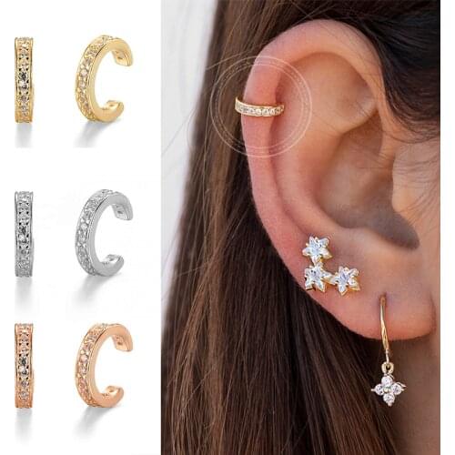 1PC 925 Sterling Silver Ear Clip Earrings for Women No Piercing Gold Silver Rose Gold Ear Cuff Without Piercing Earrings Jewelry