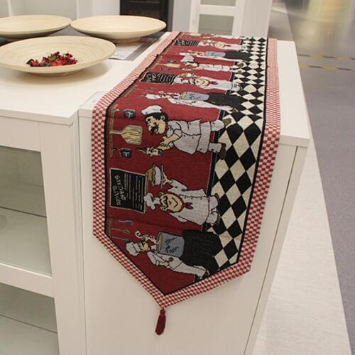 Cotton linen Table Runners Cartoon chef pattern tablecloth Piano cloth insulation mat home decoration 33*180cm