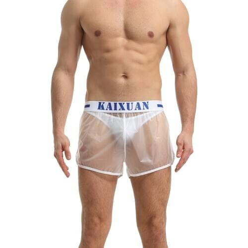 Gay Boxer Shorts PVC Transparent Panties Wetlook Clubwear Men Underwear Sports Swimwear Boxers Bielizna Waterproof Trunks Bikini