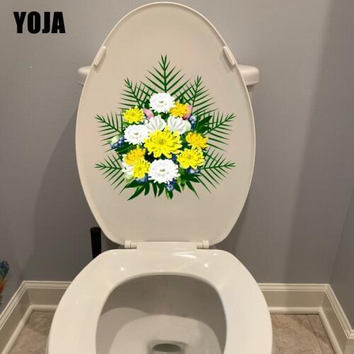 YOJA 21.8*22.6CM Exquisite Flower Group WC Toilet Seat Stickers Creative Home Wall Dccor T1-1029