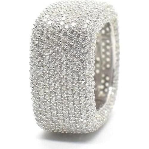 Handmade Hollow Finger Ring 925 sterling Silver Micro pave 450Pcs AAAAA cz Wedding Band Rings For Women Men Jewelry