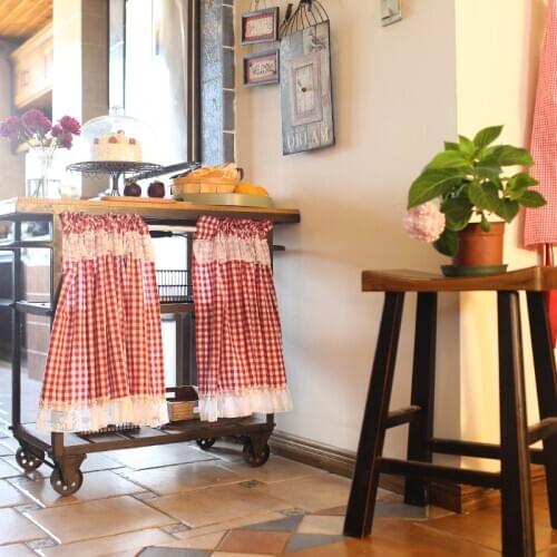 Curtains in the kitchen short grid Curtain curtains of linen and cotton lace curtain for baby crib red desk partition lace NEW