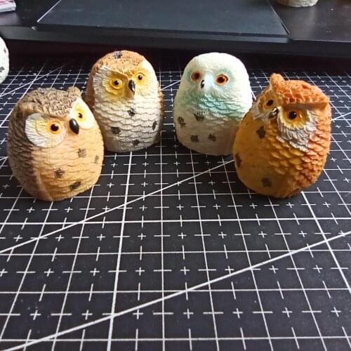 1pcs/lot resin solid owl cartoon mix size fairy garden gnome moss terrarium decor crafts bonsai home DIY