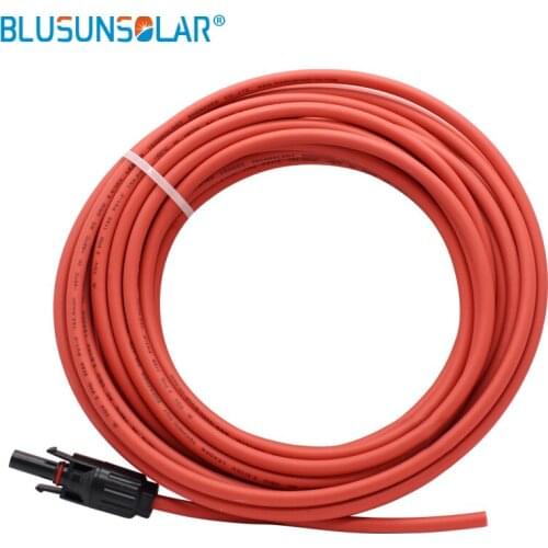 10 Pair/lot 3 Meter 1x4mm2 Solar Cable With PV Connector, Red Female, Black Male , PV Solar Panel Cable Connector Solar
