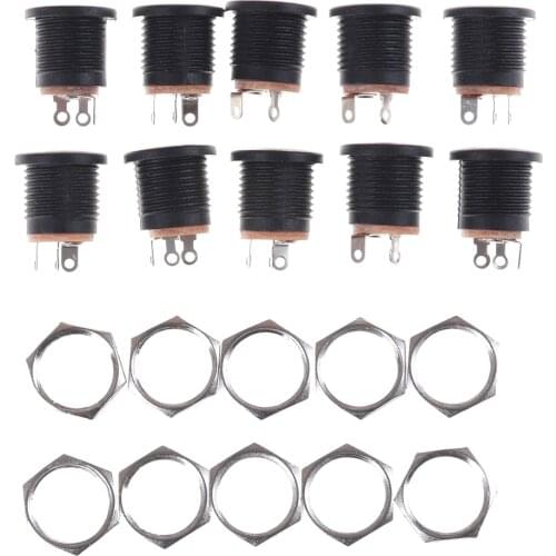 10Pcs/Lot DC-022 DC Power Supply Jack Socket Female Panel Mount Connector Plug Adapter 5.5x2.5mm 5.5x2.1mm Wholesale