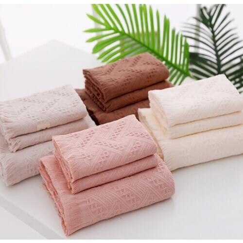 140x70 and 75x34cm cotton bath towel set large jacquard body towel face towel tassel water absorption cream/pink/brown/grey