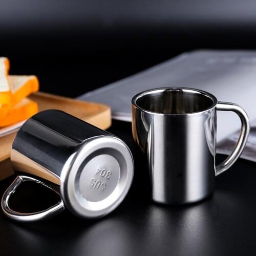 200ML Double Layer Insulated Thick 304 Stainless Steel Cup with Handle Office Tea Cup Students Kindergarten CHILDRENS Cups