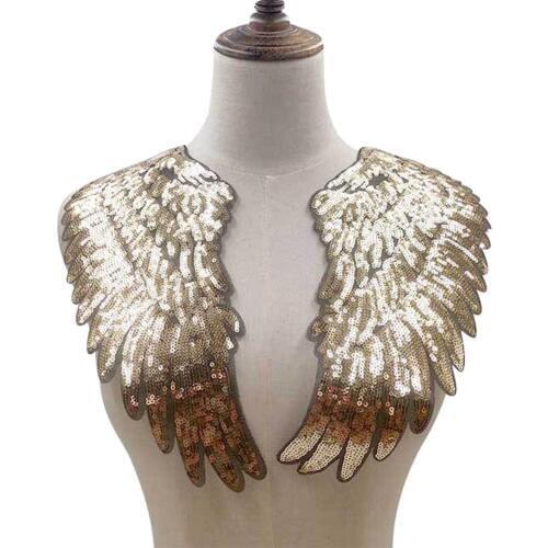 2019 1 Pair Trendy Design Sequins Wing Applique Embroidered Sewing on Patches Clothes Decoration DIY Apparel Accessories Gift