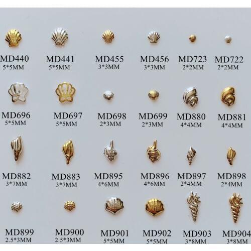 3D Approx. 100pcs/bag Metal Stud Sea Series Shell Conch 3D Charm Mini Stud MD440-904