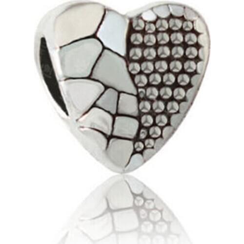 50Pcs Charm Alloy Big Hole Heart Beads Fit European Bracelet / Necklace 8mm x 11mm A-0008Z