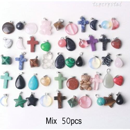 50pcs Random Mixed Jewelry Different Shape Pendant Healing Decoration Charm