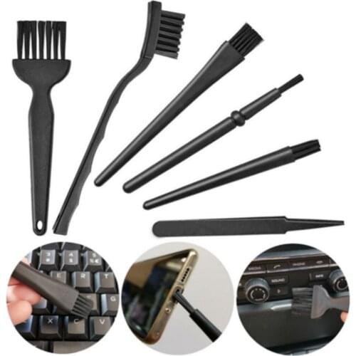 6 In 1 Plastic BlackPortable Handle Nylon Anti Static Brushes Cleaning Keyboard Brush Kit home Cleaning