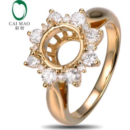 8mm Round Cut 14K/Au585 Yellow Gold 0.63ct Natural Diamond Engagement Ring