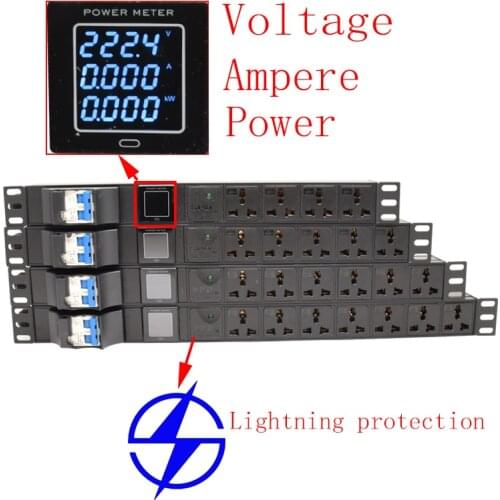 Aluminum alloy pdu Power Strip switch SPD METER 2/3/4/5/6/7/8/9/10/11/12 AC output 2.5 square Wire core
