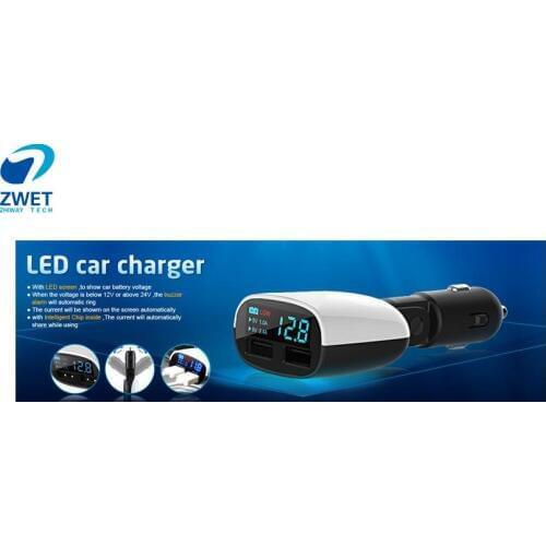 ZWET Car Charge of Two Port Car Charger Cigarette output 2.4A And 2 USB Port Lighter output 5V2.4A/Black