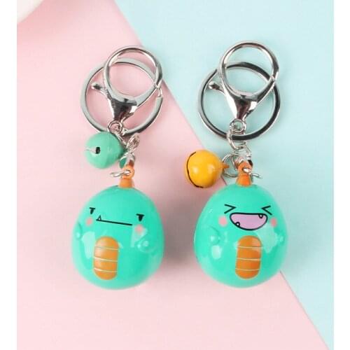 Cartoon Dinosaur egg keychain Mini Bell Dinosaur Car Keychains Women Couples Personality Bag Pendant Decoration Accessories