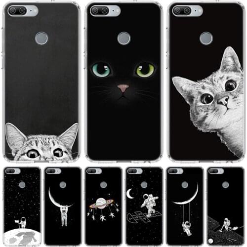Space Moon Cute Cats Phone Case for Huawei Honor 10 9 Lite Y9 Y5 Y6 Y7 2019 8X 8A 8S 7A 7X 10i 20i Pro V30 Art Coque Capa