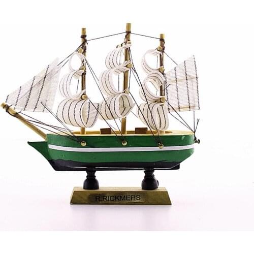 Wooden Handmade Sailing Ship Model Decorative Hobby 12cm