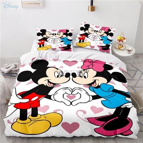 Disney Mickey Mouse Minnie Mouse Duvet Cover Set Pillowcase Kids Cartoon 3d Bedding Set Twin Full Queen King Size Bedroom Decor
