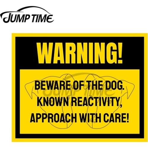 JumpTime 13 x 10.3 cm For WARNING! Reactive Dog YELLOW Auto Decal Occlusion Scratch Anime Car Stickers Suitable for Fold GTR EVO