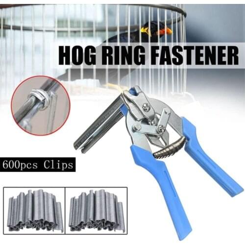 Ring Pliers Set M Type Nail Poultry Cage Fastening Pliers Wire Cage Clamp 600 Nails Suitable for Rabbit Bird Chicken Net Cage
