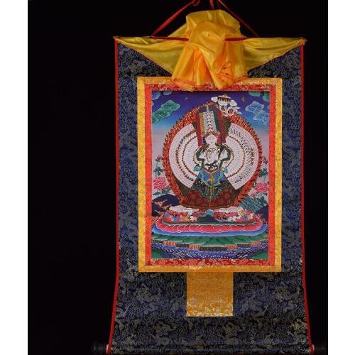 King of Wealth Money drawing Thang-ga Thangka HOME efficacious Protection Tibetan Buddhism Vaisravana Buddha WALL Hang painting