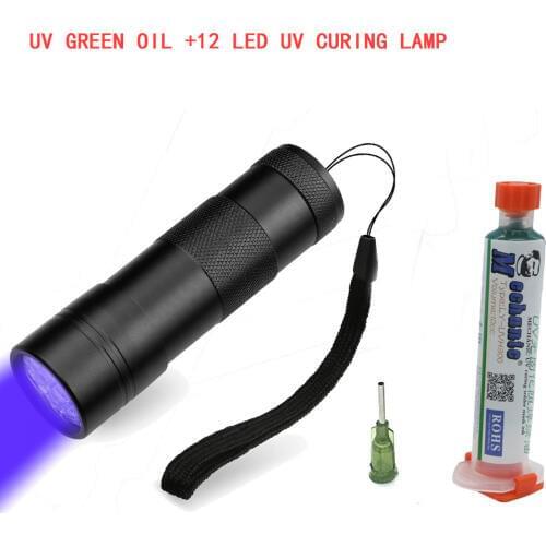 MECHANIC 10ML UV SOLDER MASK PCB BGA PAINT PREVENT CORROSIVE ARCING Soldering Welding Fluxes Oil+ 12led UV curing light