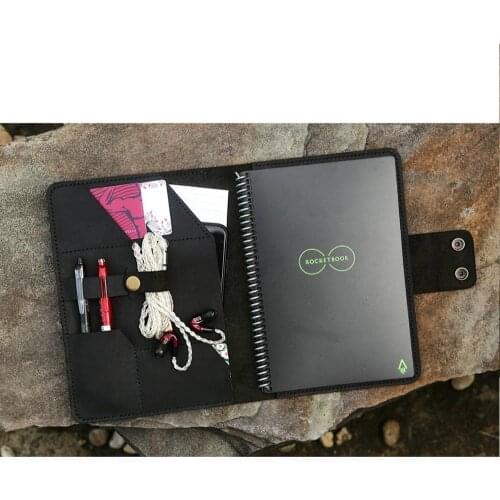 All black leather rocketbook everlast cover leather portfolio for Rocketbook everlast reusable smart notebook executive size