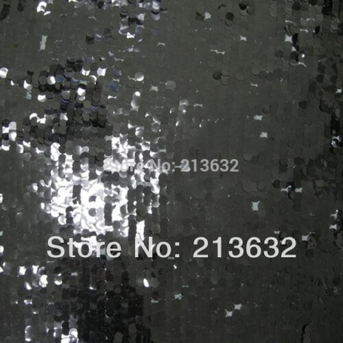 POz22 textile manufacturers selling fashion mesh Sequin embroidery fabric 18mm partial empty wafer embroidered clothing cloth